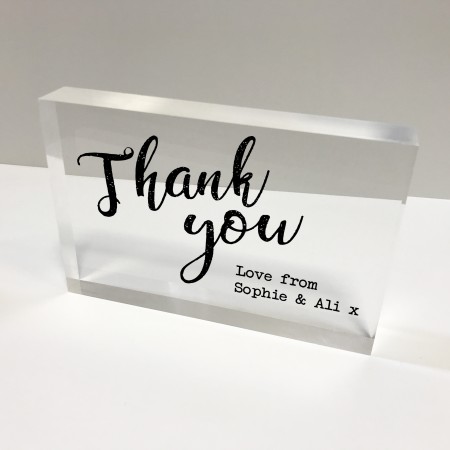 6x4 Acrylic Block Glass Token - Thank you